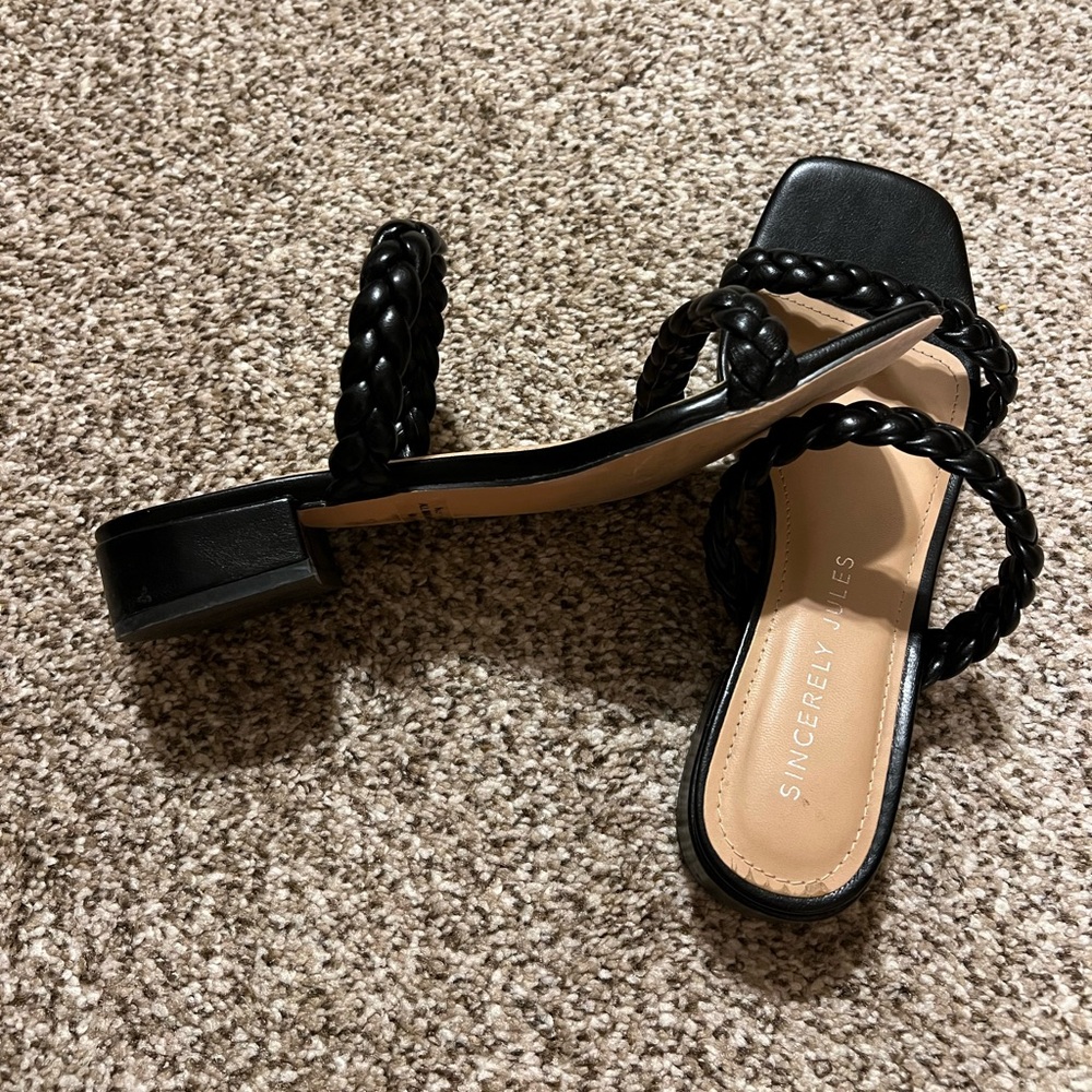 Sincerely Jules Double Braided Black Slides